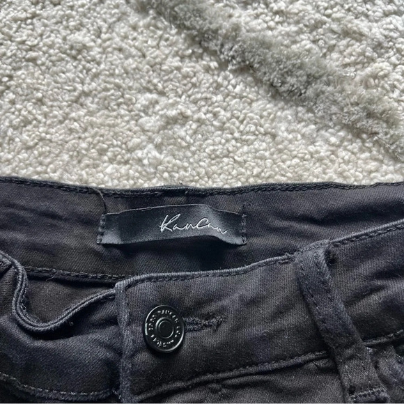 Kancan black denim jean shorts distressed mid rise  28 - Picture 2 of 9